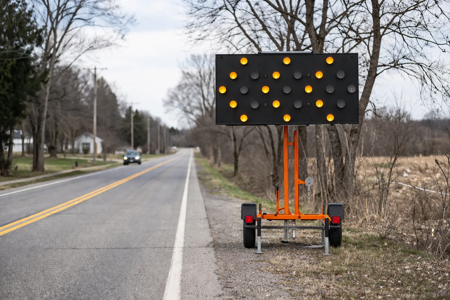 LED arrow board trailer for traffic control in Houston